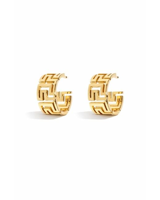 Azlee Tessellate Small Yellow Gold Hoop Earrings in Metallic | Lyst