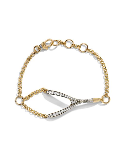 Lucy Delius Metallic Antique Finish Diamond Wishbone Yellow Gold Bracelet
