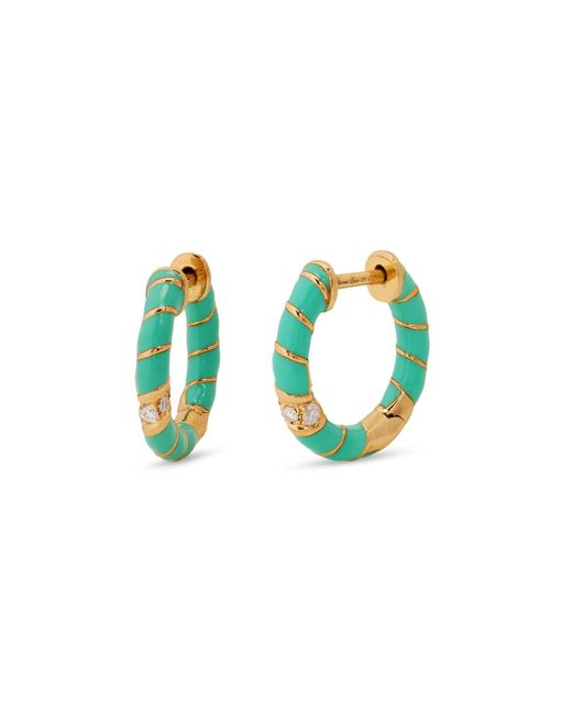 Yvonne Léon Blue Turquoise Twisted Yellow Gold Hoop Earrings