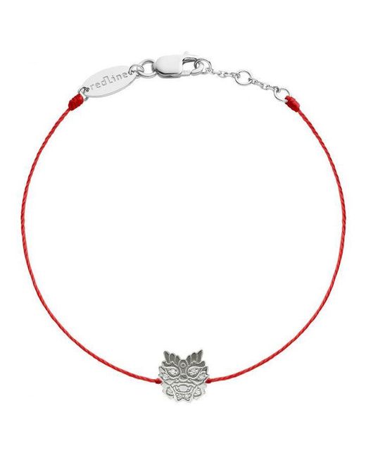RedLine Metallic Mini Ryu Dragon Red String White Gold Bracelet