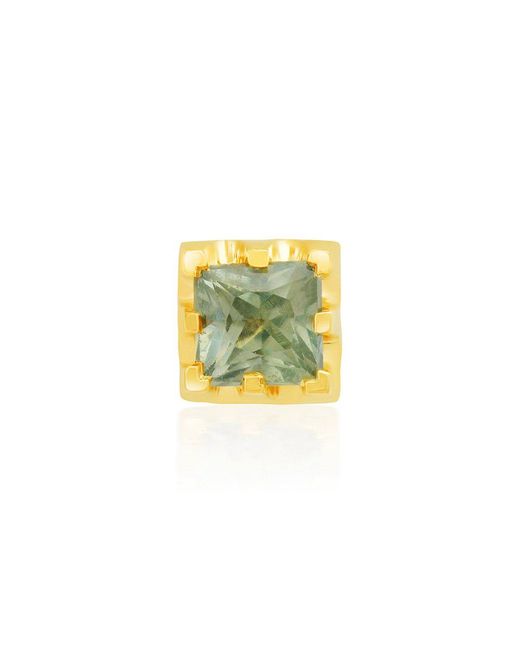 Andrea Fohrman Square Green Sapphire Stud Yellow Gold Single Earring