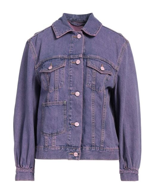 Ganni Purple Denim Outerwear Organic Cotton