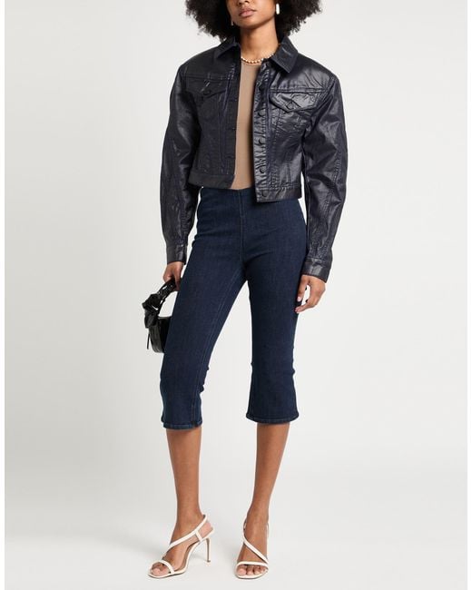 Mugler Blue Midnight Denim Outerwear Cotton