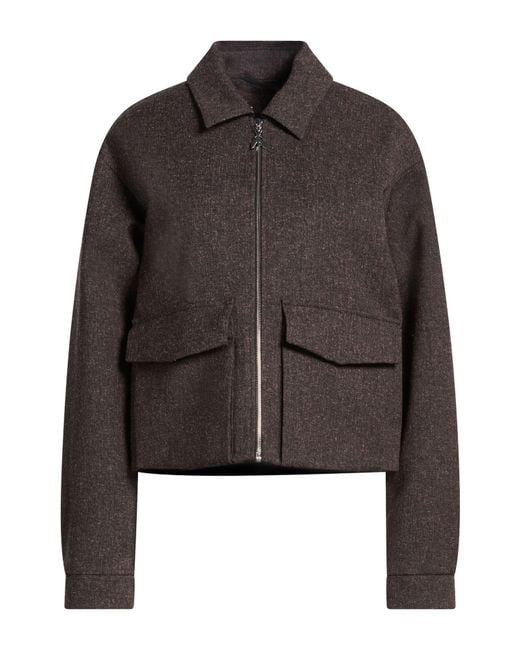 Patrizia Pepe Brown Dark Jacket Polyester, Viscose, Elastane