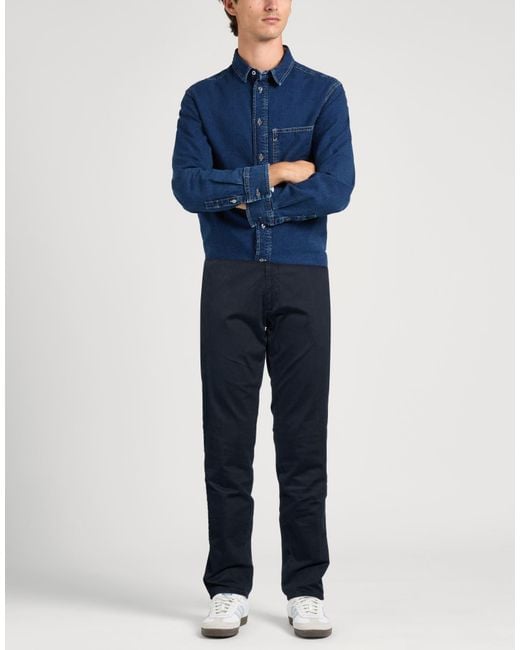 Berwich Blue Pants Cotton, Elastane for men