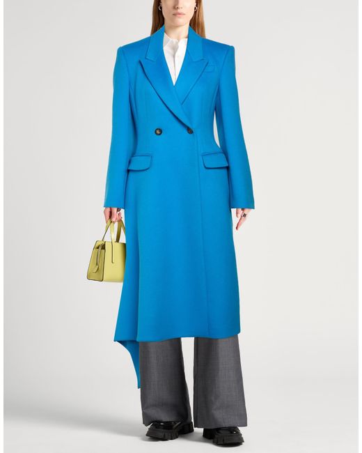 McQueen Blue Azure Coat Wool