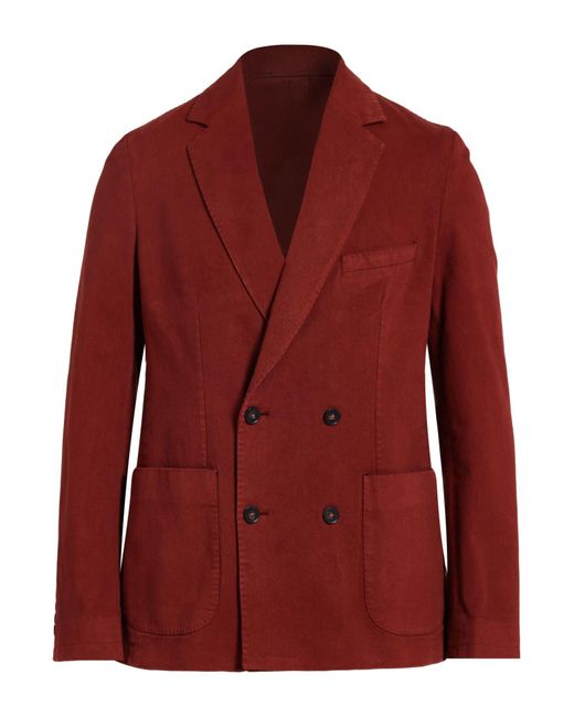 Officine Generale Red Blazer Cotton, Elastane for men