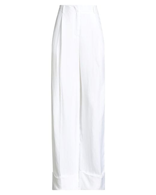 Blugirl Blumarine White Pants Viscose, Linen
