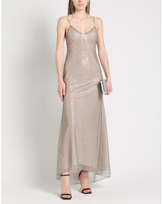 Semicouture Gray Maxi Dress Polyester