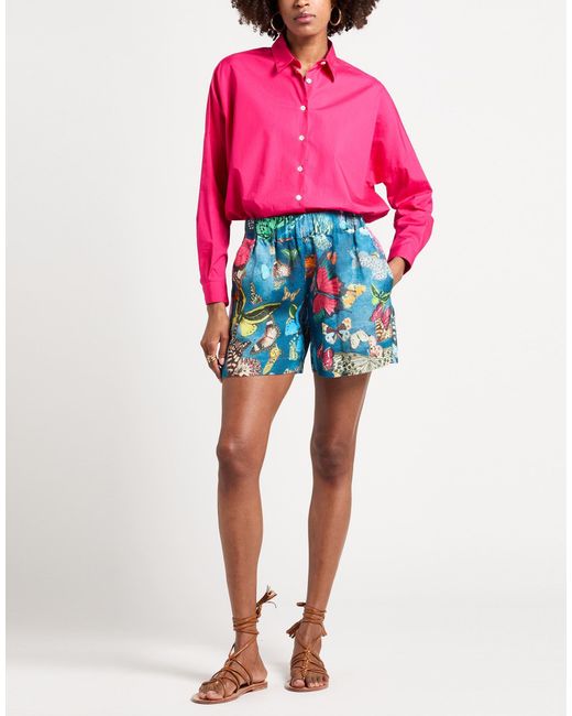 120% Lino Blue Shorts & Bermuda Shorts Linen