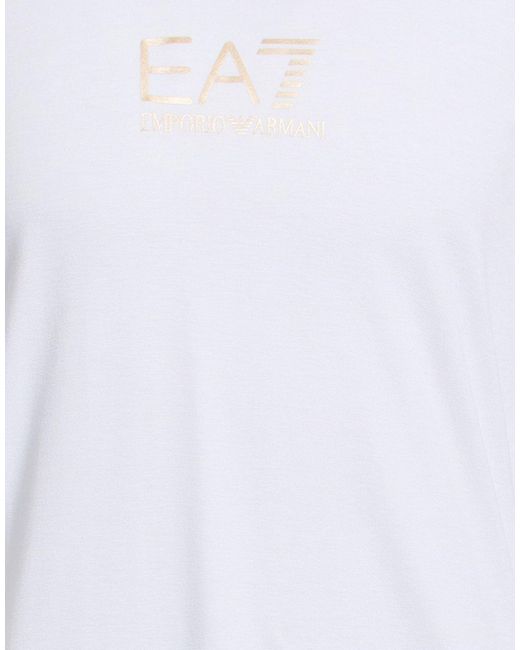 EA7 White T-Shirt Viscose, Polyamide, Elastane for men