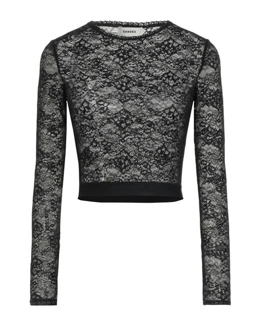 Sandro Black Top Polyamide, Elastane, Polyester