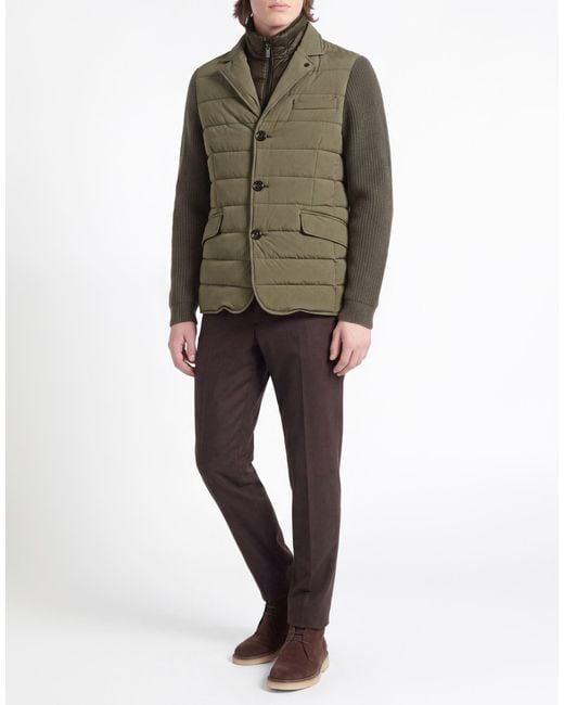 Moorer Green Puffer Polyamide, Soft Leather for men
