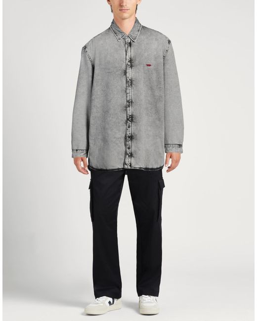 DIESEL Gray Denim Outerwear Cotton for men