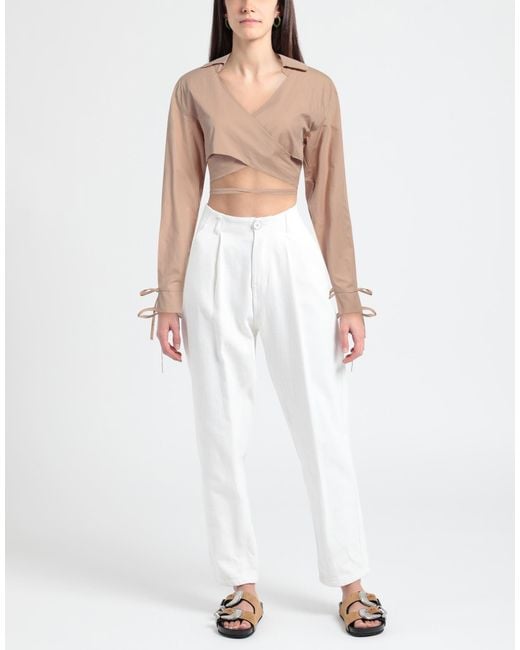 ANDREADAMO White Camel Top Cotton, Viscose, Polyester, Polyamide, Elastane