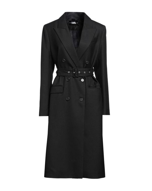 Karl Lagerfeld Black Overcoat & Trench Coat