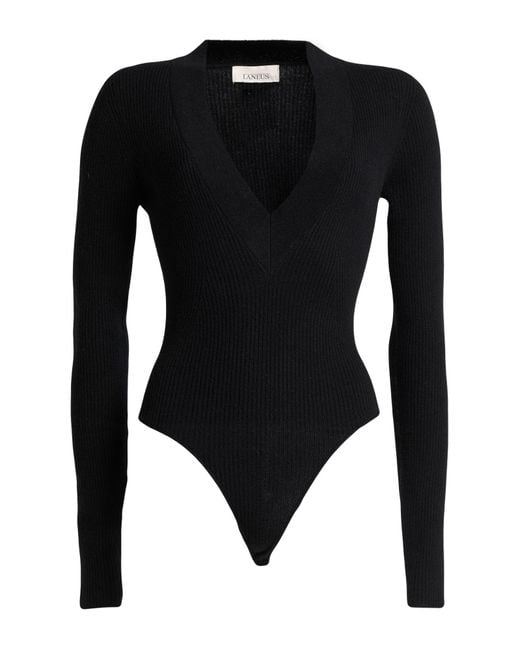 Laneus Black Bodysuit Merino Wool, Cashmere, Lycra