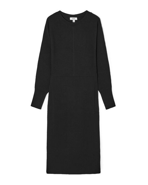 COS Black Slim-fit Knitted Midi Dress