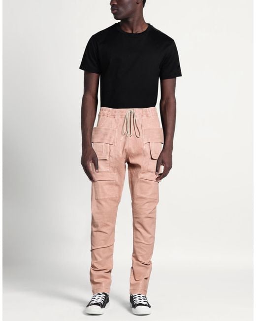 Rick Owens Pink Antique Rose Jeans Cotton, Polyester, Rubber for men