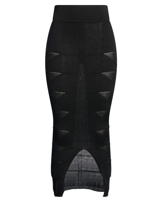 Rick Owens Black Midi Skirt Virgin Wool