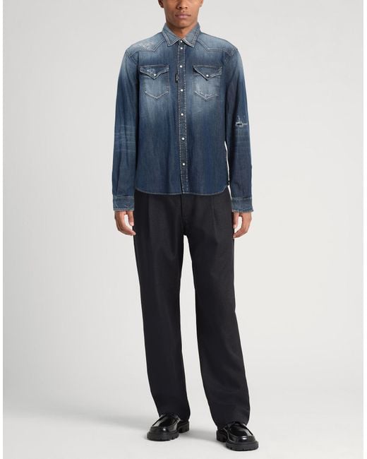 DSquared² Blue Denim Shirt Cotton, Elastane for men