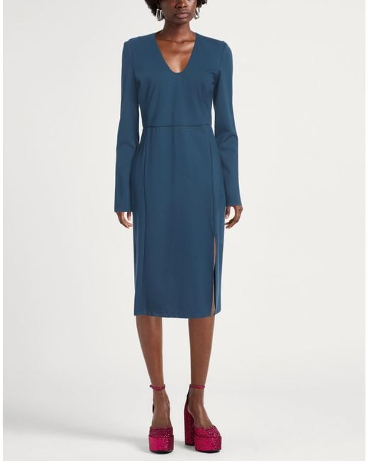 Patrizia Pepe Blue Midi Dress Viscose, Polyamide, Elastane