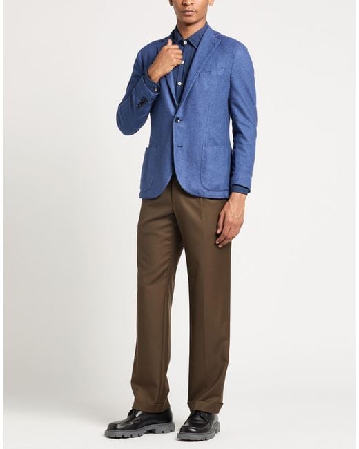 KB Napoli Blue Blazer Virgin Wool, Polyester for men