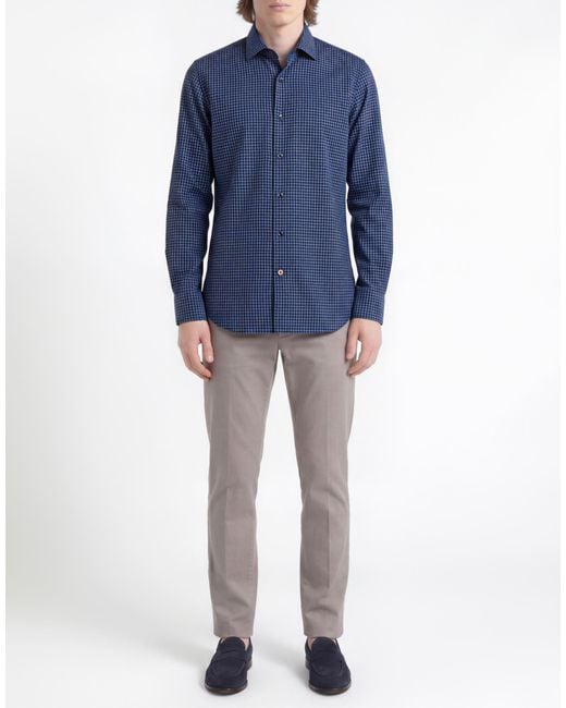 Mazzarelli Blue Stone Shirt Cotton for men