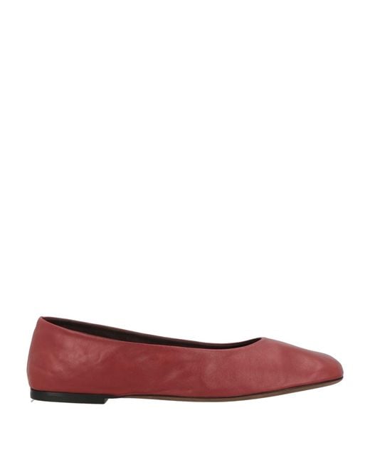 The Row Red Ballet Flats Leather