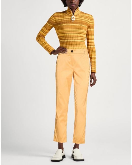 Marella Natural Camel Pants Cotton, Polyester