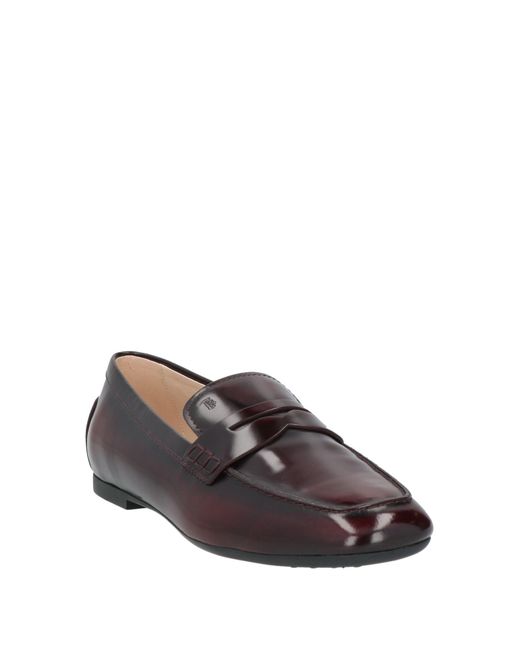 Tod's Brown Burgundy Loafers Leather