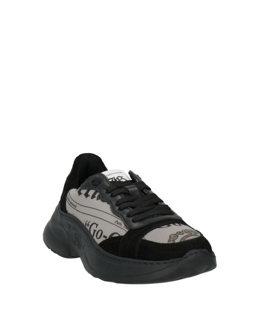 John Galliano Black Sneakers Leather, Textile Fibers
