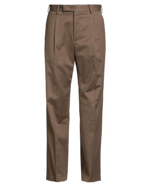 PT Torino Brown Khaki Pants Cotton, Virgin Wool for men