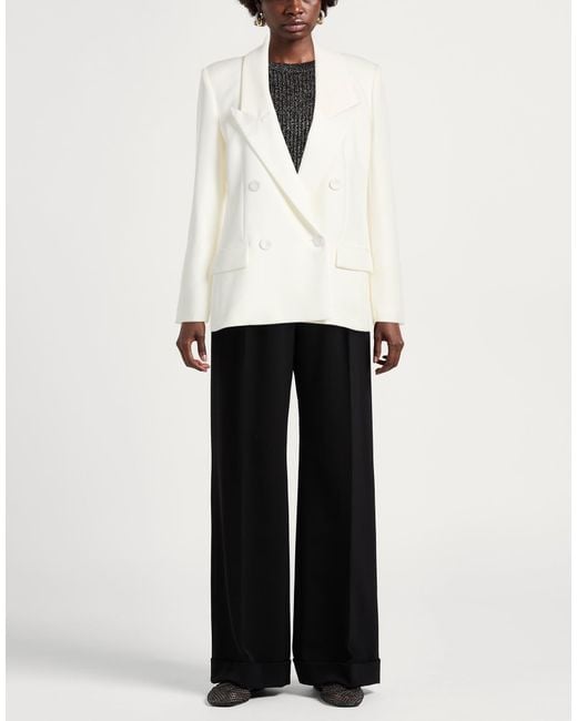 Patrizia Pepe White Blazer Polyester, Elastane