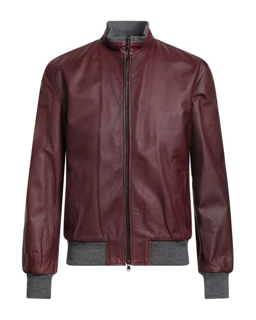 Barba Napoli Men's Purple Garnet Jacket Leather