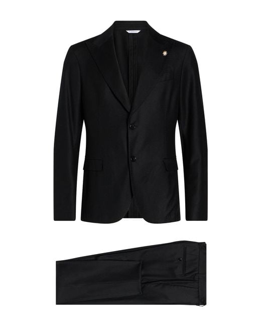 Manuel Ritz Black Suit Virgin Wool, Elastane for men