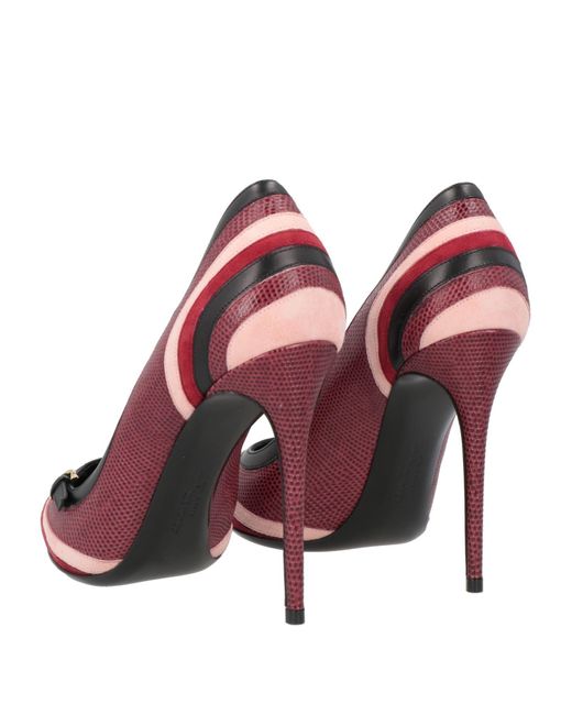 Ferragamo Pink Burgundy Pumps Leather