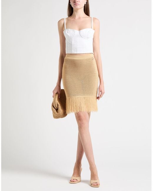 Elisabetta Franchi Natural Mini Skirt Viscose, Polyamide
