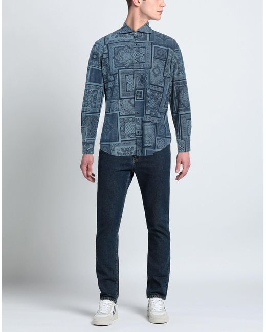 Giannetto Portofino Blue Shirt Cotton for men