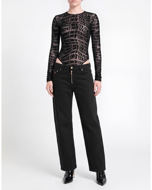 Versace Jeans Couture Black Bodysuit Polyester, Elastane, Polyamide