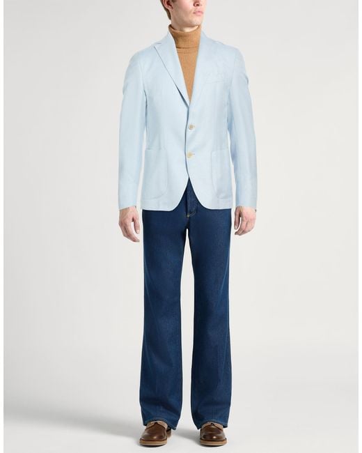 Eleventy Blue Platinum Sky Blazer Cashmere, Silk, Linen for men