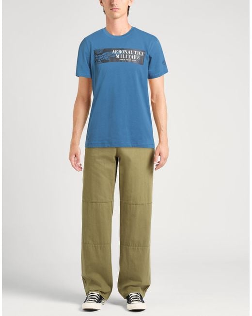 Aeronautica Militare Blue T-Shirt Cotton, Elastane for men