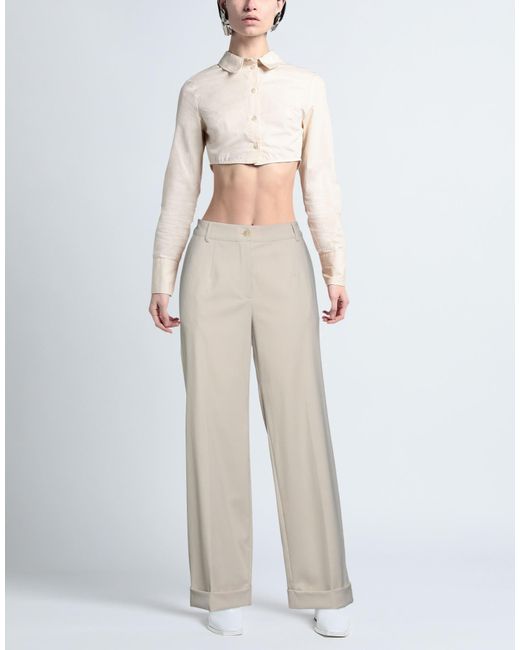 Purotatto White Pants Viscose, Polyester, Elastane
