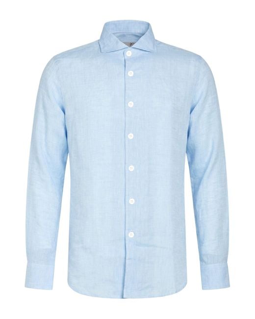 Canali Blue Shirt Linen for men
