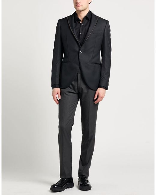 Lubiam Blue Suit Wool, Polyester for men
