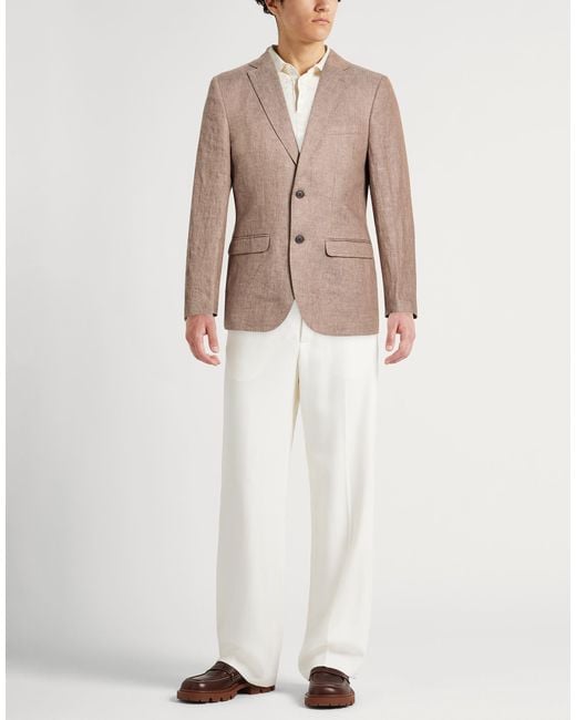 SELECTED Brown Khaki Blazer Linen for men