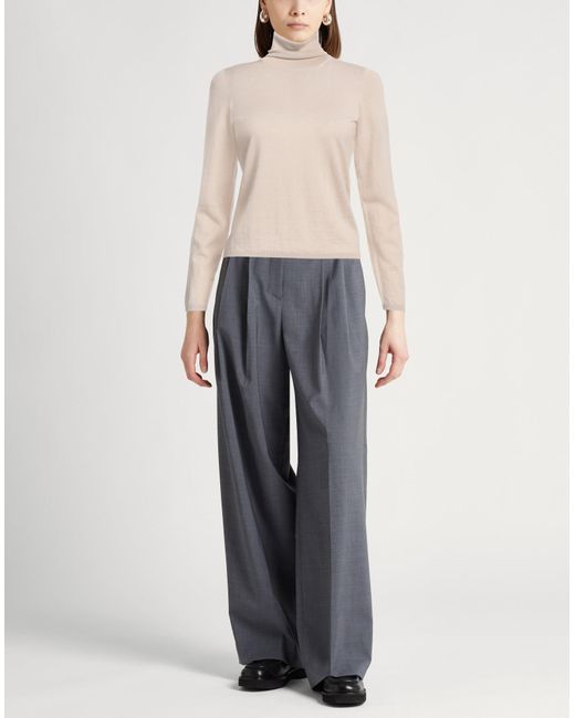 Max Mara White Sfilata Sand Turtleneck Cashmere