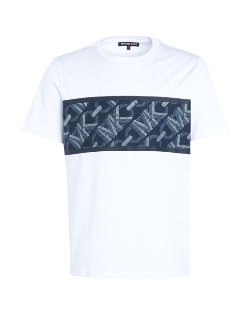 Michael Kors White Mk Empire Signature Logo Stripe Cotton T-Shirt for men