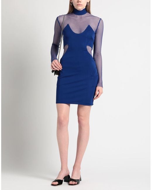 Tom Ford Blue Mini Dress Viscose, Polyamide