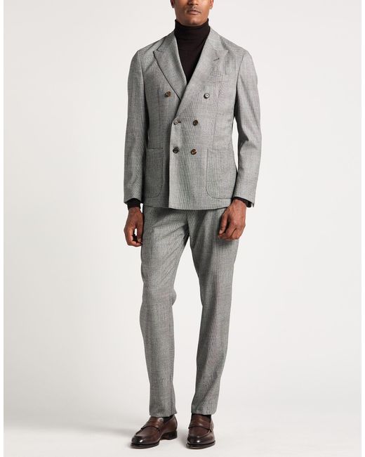 Eleventy Gray Suit Wool, Elastane for men